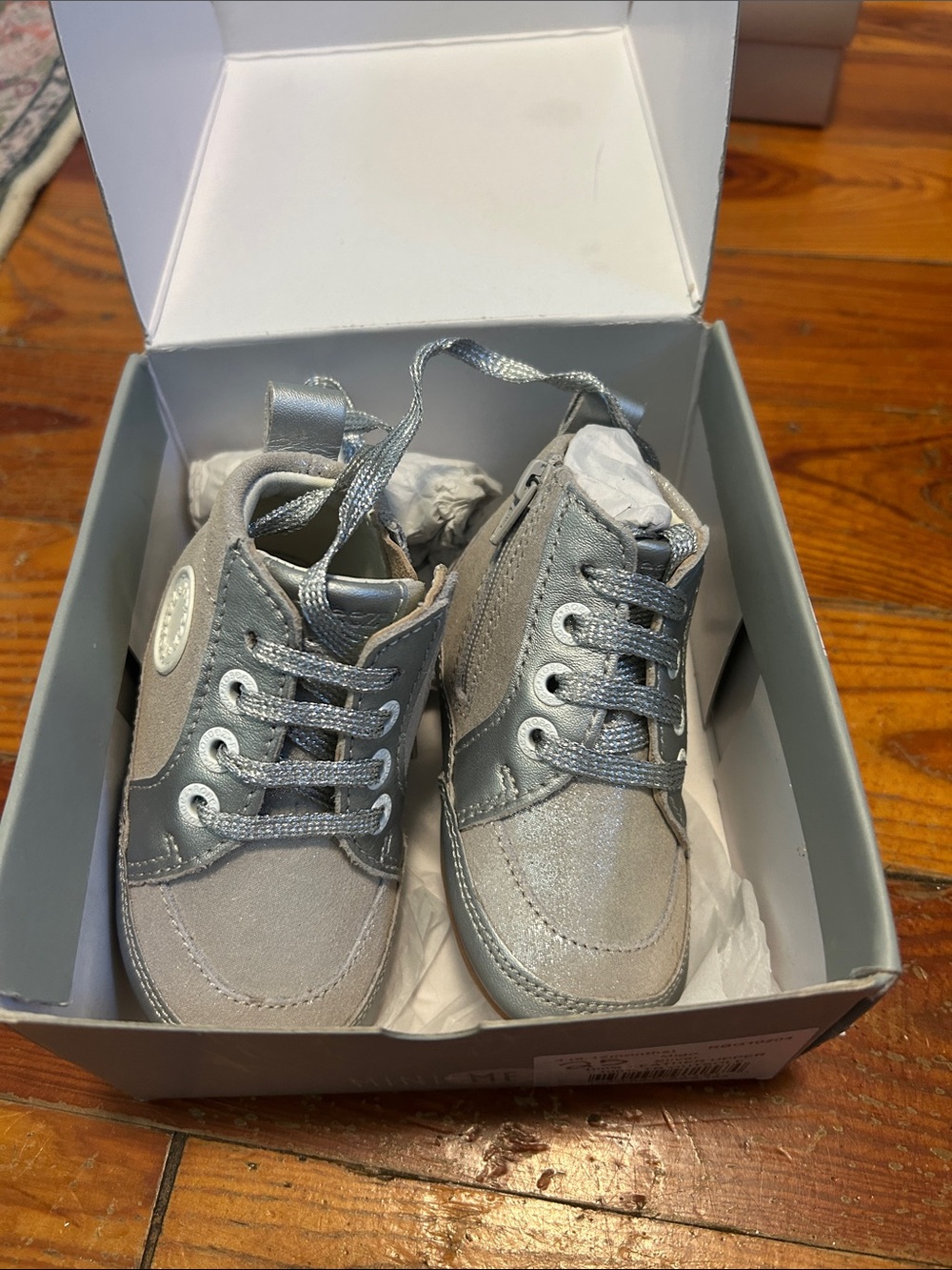 Robeez Silver Toddler Sneakers with Shimmer Laces
